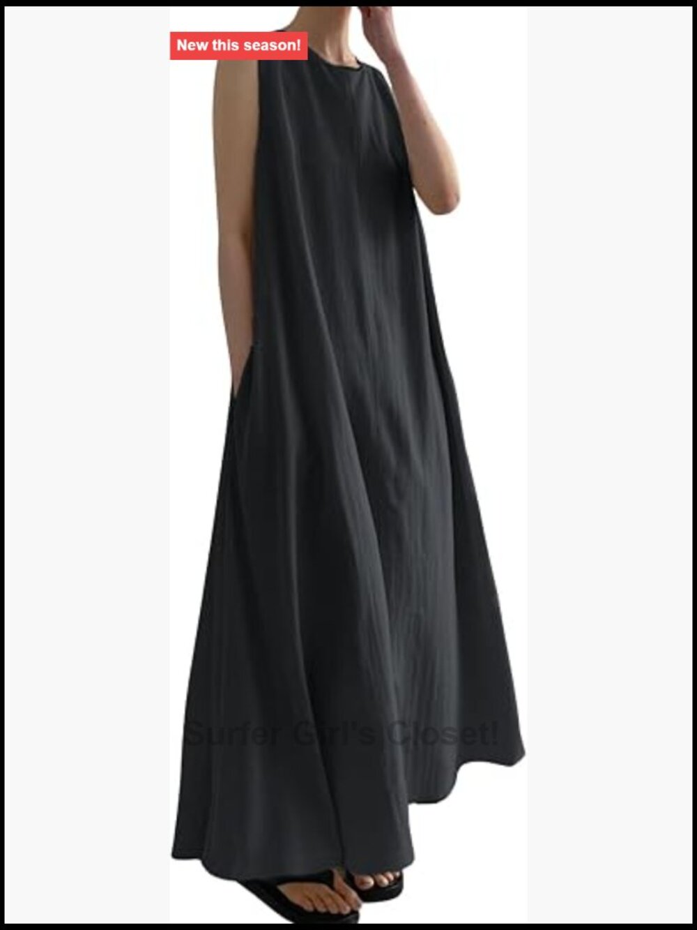 Women's Sleeveless Cotton Linen Maxi Dress A-Line Shift Dress Flowy Summer Beach